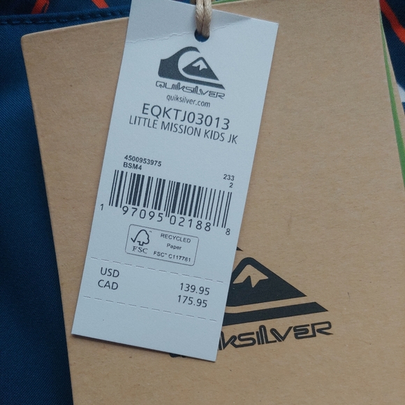 Quiksilver NEW Little Mission Snow Jacket Pyramid Blue - Picture 11 of 11